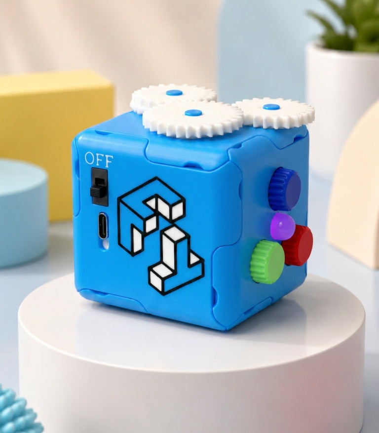 Cyan FidgiTech cube